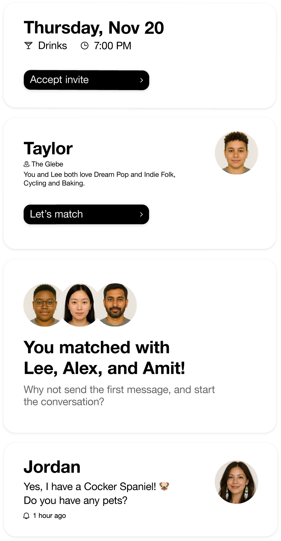 Matchee conversation cards